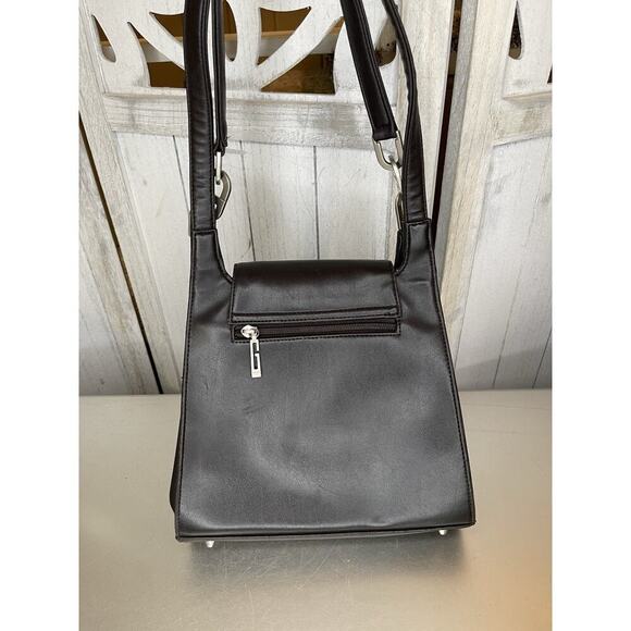 Vintage Guess Brown Faux Leather Shoulder Bag Tote Minimalist G Logo Purse Y2K - Picture 2 of 8